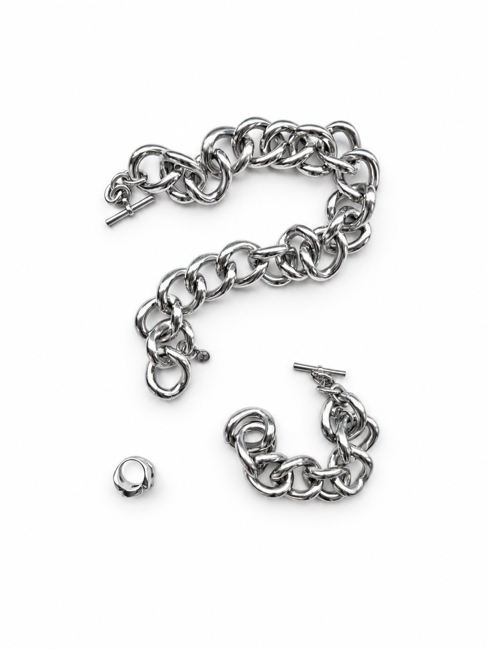 RARE Michael Kors Chunky Link Statement Jewelry Set - Necklace, Bracelet & Ring